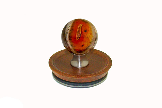 Carnelian Sphere Knob on Acacia Wooden Lid by Gemstone Hardware CARN.L.15