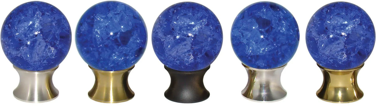 Cobalt Blue Cracked Glass Cabinet Knob COBCG