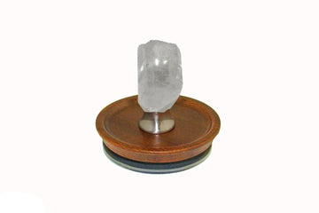 Crystal Quartz Single Point Knob on Acacia Wooden Lid by Gemstone Hardware CQP.L.15