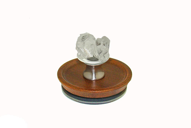 Crystal Quartz Double Point Knob on Acacia Wooden Lid by Gemstone Hardware DCQP.L.15