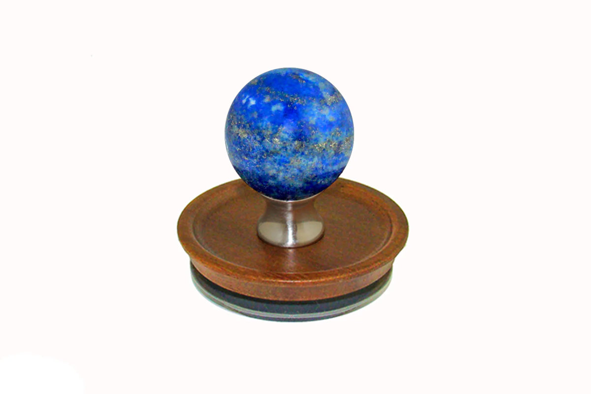 Lapis Knob on Acacia Wooden Lid by Gemstone Hardware LAPS.L.15