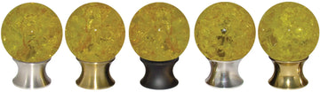 Mellow Yellow Cracked Glass Cabinet Knob MEYCG