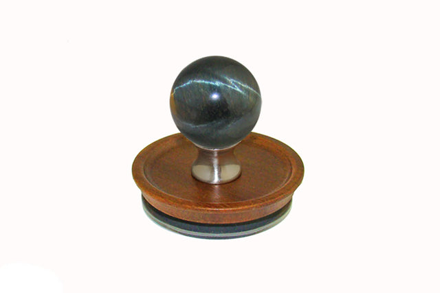 Tiger Eye Blue Knob on Acacia Wooden Lid by Gemstone Hardware TEYB.L.15