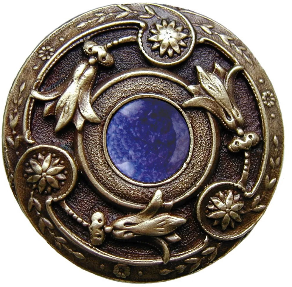 Jeweled Lily with Blue Sodalite Natural Stone Knob