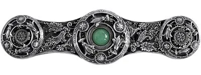 Jeweled Lily with Green Aventurine Natural Stone Pull in Antique Brass Finish