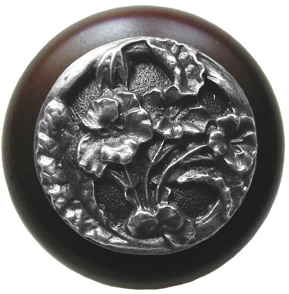 Hibiscus/Dark Walnut Knob Antique Pewter Finish