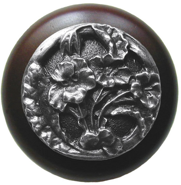 Hibiscus/Dark Walnut Knob Antique Pewter Finish