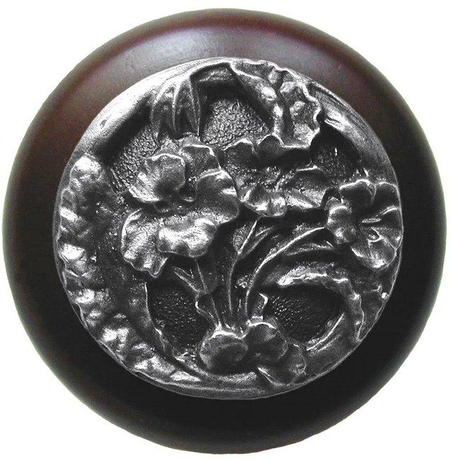 Hibiscus/Dark Walnut Knob Antique Pewter Finish