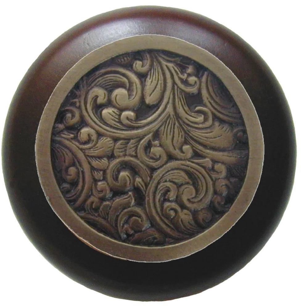Saddleworth/Dark Walnut Knob - Antique Brass