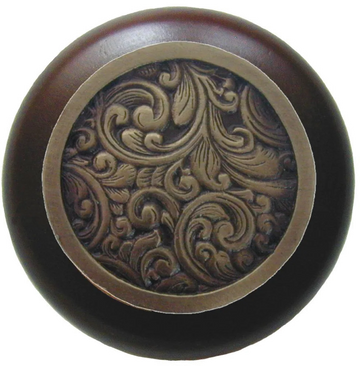 Saddleworth/Dark Walnut Knob - Antique Brass