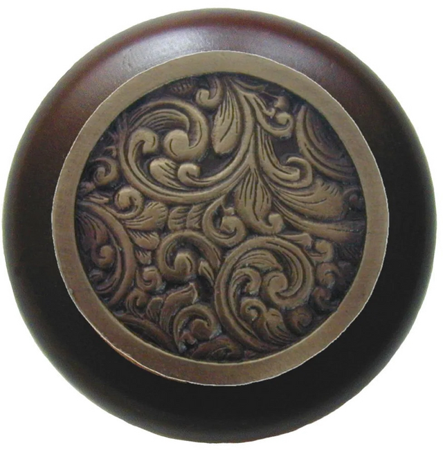 Saddleworth/Dark Walnut Knob - Antique Brass