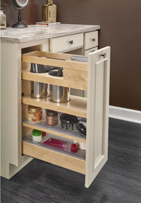 Rev-A-Shelf 9 in Vanity Outlet Pull Out Grooming Organizer w/Soft-Close 445-VBOSC-8C