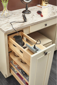 Rev-A-Shelf 9 in Vanity Outlet Pull Out Grooming Organizer w/Soft-Close 445-VBOSC-8C