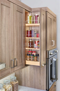 Rev-A-Shelf 8 in x 36 in H Wood Pull Out Wall Organizer w/Soft Close 448-BBSCWC36-8C