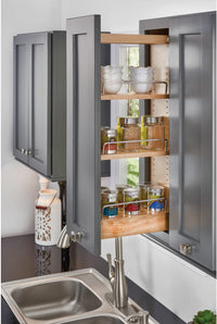Rev-A-Shelf 5 in Wood Pull Out Wall Organizer w/Soft Close 448-BBSCWC