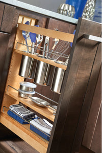 Rev-A-Shelf 5 in Base Cabinet Organizer w/ 3 Utensil Bins 448UT-BCSC