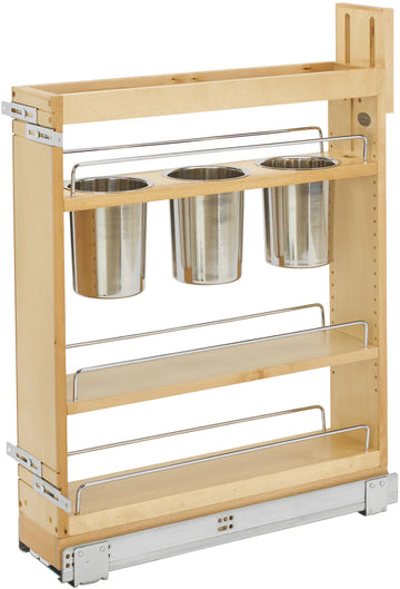 Rev-A-Shelf 5 in Base Cabinet Organizer w/ 3 Utensil Bins 448UT-BCSC