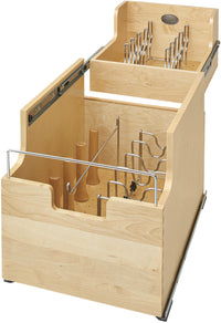 Rev-A-Shelf 14.5 in Two-Tier Wood Cookware Organizer 4CW2-SC-1