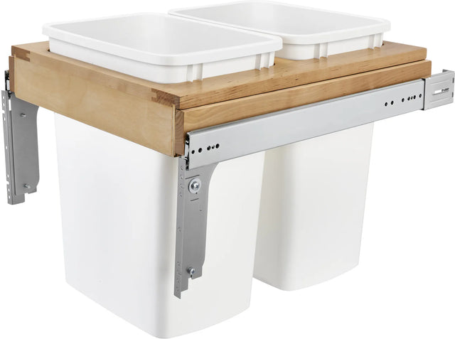 Rev-A-Shelf Double 35 Qrt Top mount Waste Container 4WCTM-21DM2-495-FL