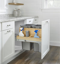 Rev-A-Shelf 21in Double 50 Qrt Top mount Waste Container w/ Side Storage 4WCTM-2450BBSCDM-2