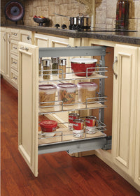 Rev-A-Shelf 9 in Short Pullout Maple Pantry w/Soft-Close 5225-09-MP