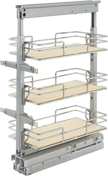 Rev-A-Shelf 9 in Short Pullout Maple Pantry w/Soft-Close 5225-09-MP