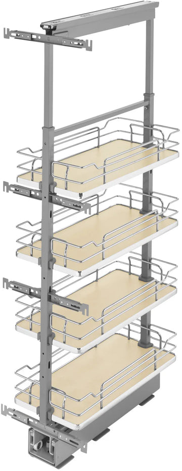 Rev-A-Shelf 10 in Chrome Solid Bottom Pantry Pullout Soft Close 5343-10-MP