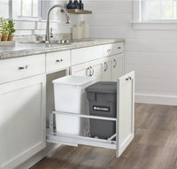 Rev-A-Shelf Aluminum 35 Qrt Waste Container Pull-Out w/ Compost bin 5349-18CK-2