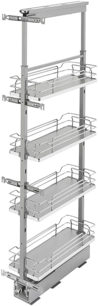 Rev-A-Shelf 8 in Chrome Solid Bottom Pantry Pullout Soft Close 5350-08