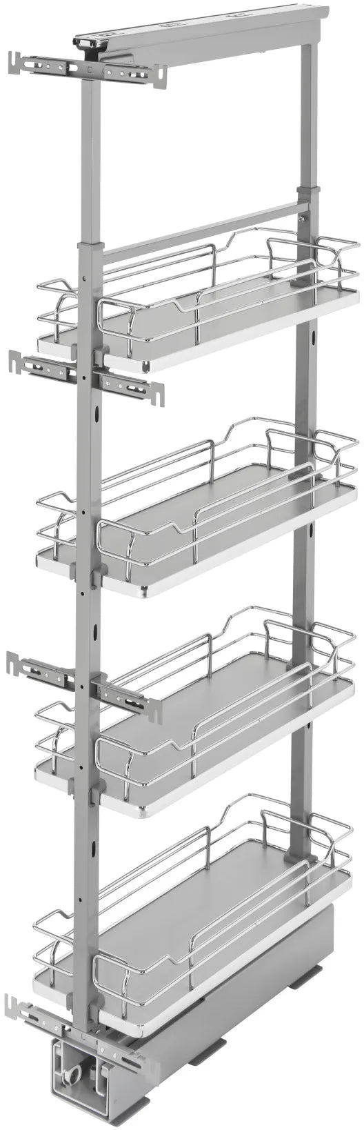 Rev-A-Shelf 8 in Chrome Solid Bottom Pantry Pullout Soft Close 5350-08