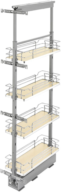 Rev-A-Shelf 8 in Chrome Solid Bottom Pantry Pullout Soft Close 5350-08-MP