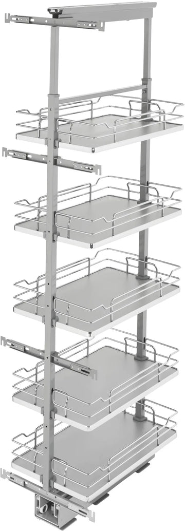 Rev-A-Shelf 13 in Chrome Solid Bottom Pantry Pullout Soft Close 5350-13