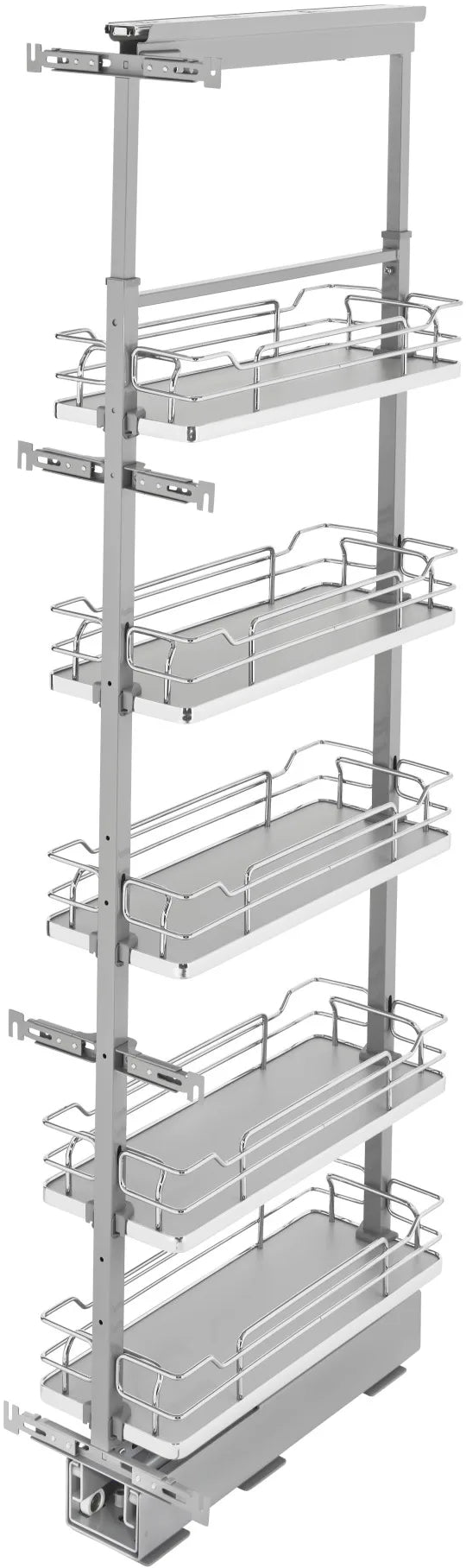 Rev-A-Shelf 8 in Chrome Solid Bottom Pantry Pullout Soft Close 5358-08