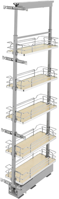 Rev-A-Shelf 8 in Chrome Solid Bottom Pantry Pullout Soft Close 5358-08-MP
