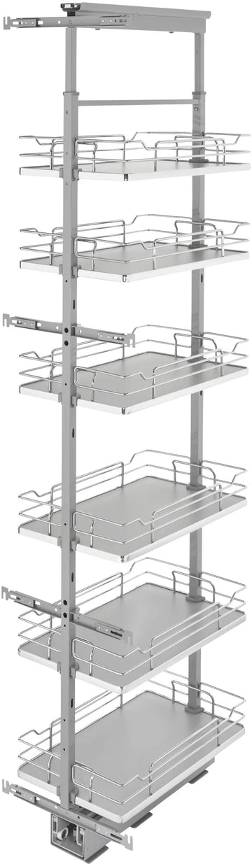 Rev-A-Shelf 13 in Chrome Solid Bottom Pantry Pullout Soft Close 5373-13