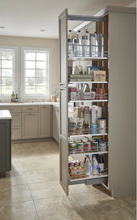 Rev-A-Shelf 8 in Chrome Solid Bottom Pantry Pullout Soft Close 5343-08