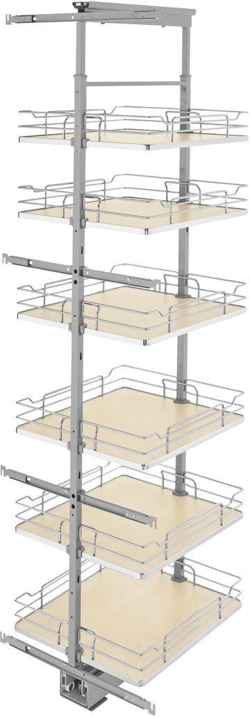 Rev-A-Shelf 19 in Chrome Solid Bottom Pantry Pullout Soft Close 5373-19-MP