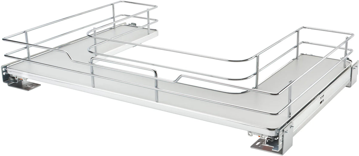 Rev-A-Shelf 33 in Chrome U-Shaped Solid Bottom Pull Out w/Soft-Close 5386-33BCSC-GR
