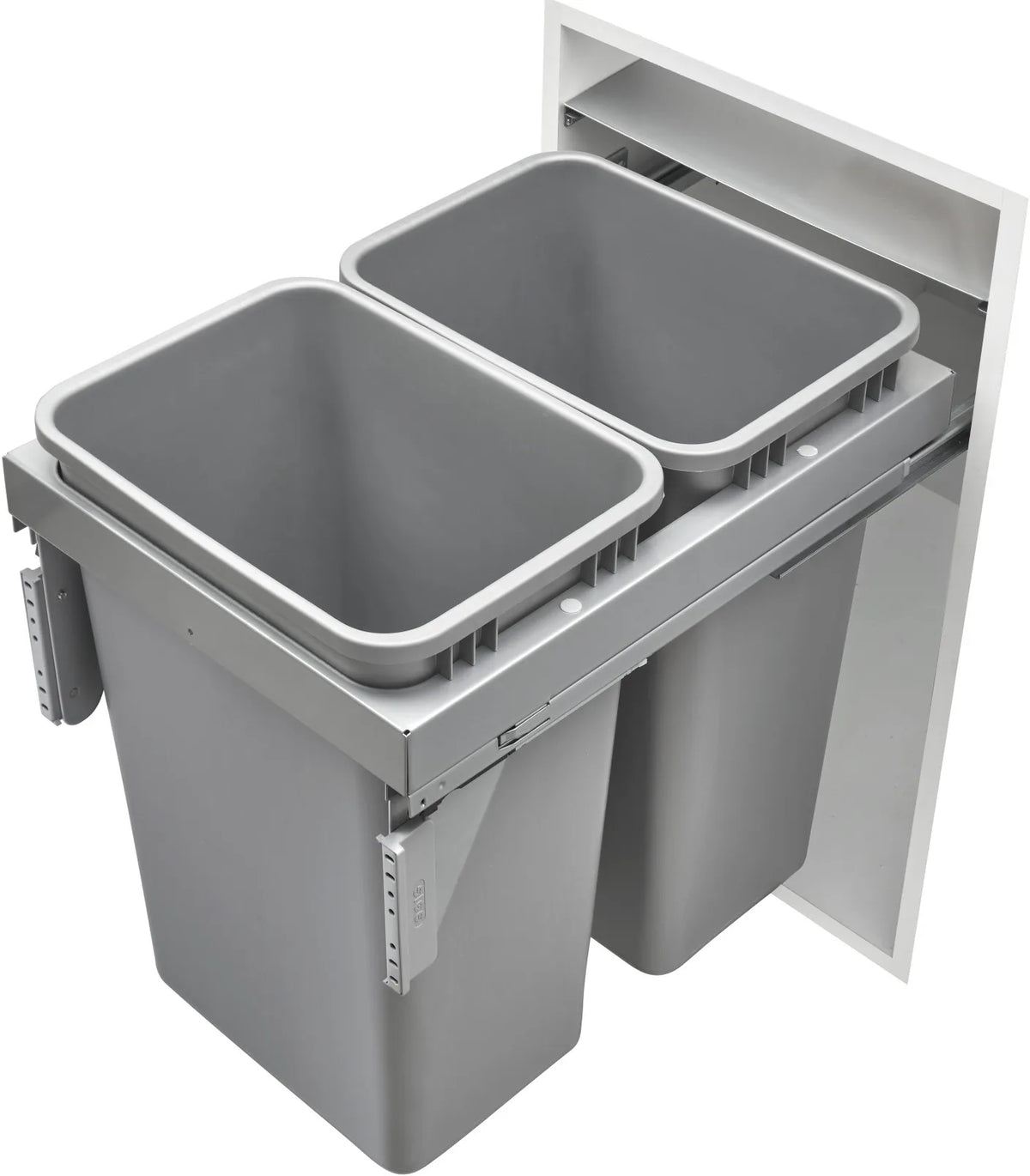 Rev-A-Shelf Double 50 Qrt Steel Top mount Waste Container 53TM-1850GSCDM2-FL
