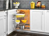 Rev-A-Shelf 18 in Three-Tier Blind Corner Organizer Soft -Close 5PSP3-18SC-CR
