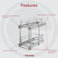 Rev-A-Shelf 9 in x 18 in Two-Tier Pull-Out Baskets 5WB2-CR-1
