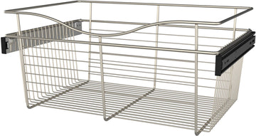 Rev-A-Shelf 24 in Satin Nickel Closet Pullout Basket CB-241611SN-1