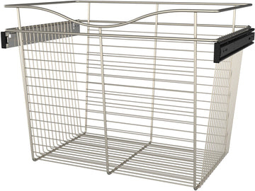 Rev-A-Shelf 24 in Satin Nickel Closet Pullout Basket CB-241618SN-1