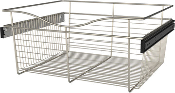 Rev-A-Shelf 24 in Satin Nickel Closet Pullout Basket CB-242011SN-1