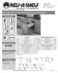 Rev-A-Shelf 35 Qrt Top mount Waste Container w/Rev-A-Motion 4WCTM-RM-1835DM-1