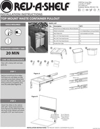Rev-A-Shelf Four 27 Qrt Top mount Waste Containers 4WCTM-27-4-597-FL