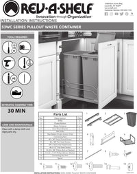 Rev-A-Shelf Double 35 Qrt Pull-out Waste Container Soft-Close 53WC-1835SCDM