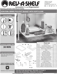 Rev-A-Shelf 33 in Orion Gray U-Shaped Solid Bottom Pull Out w/ Soft-Close 5386-33BCSCFL-FOG