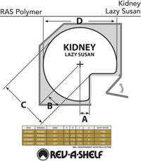 Rev-A-Shelf 18 in Polymer Kidney Lazy Susan w/bottom mount 6421-52