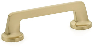 Northport Pull, Round Bases, Signature Satin Brass, 4'' cc 201-SSB